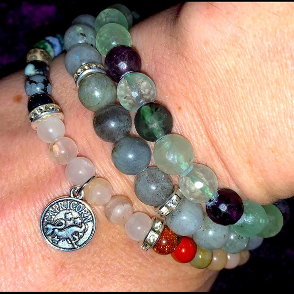 New Handmade Capricorn Zodiac Healing Stack Natural Stone Bracelet Set(Set of 3) - Picture 7 of 16